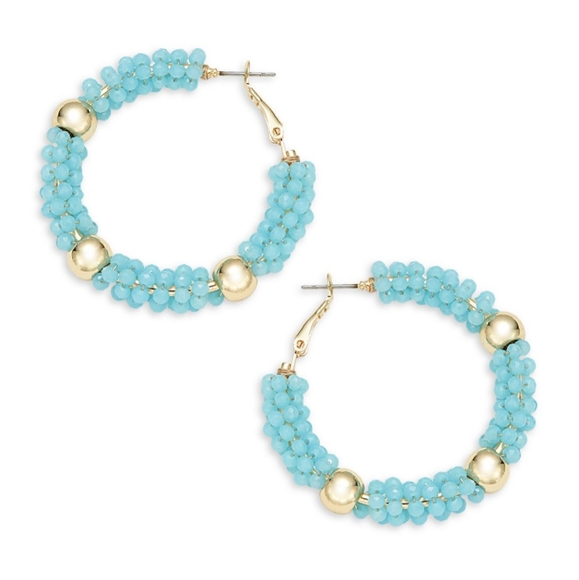 Ava And Aiden Gold Crystal Bead Hoop Earrings - Picture 3 of 4